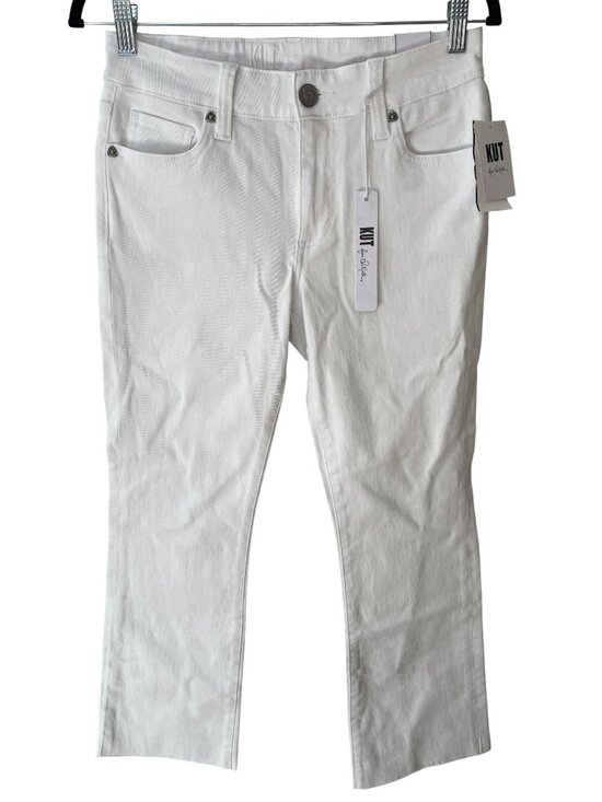 Kut from the Kloth Pants - Kut From The Kloth Nikki Mid Rise Ankle Flare White Denim Jeans Wmn's Sz 2 NWT
